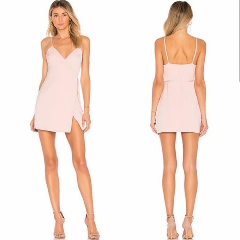 MAJORELLE Nina Mini Dress in Ballet Blush Pink Wrap Around